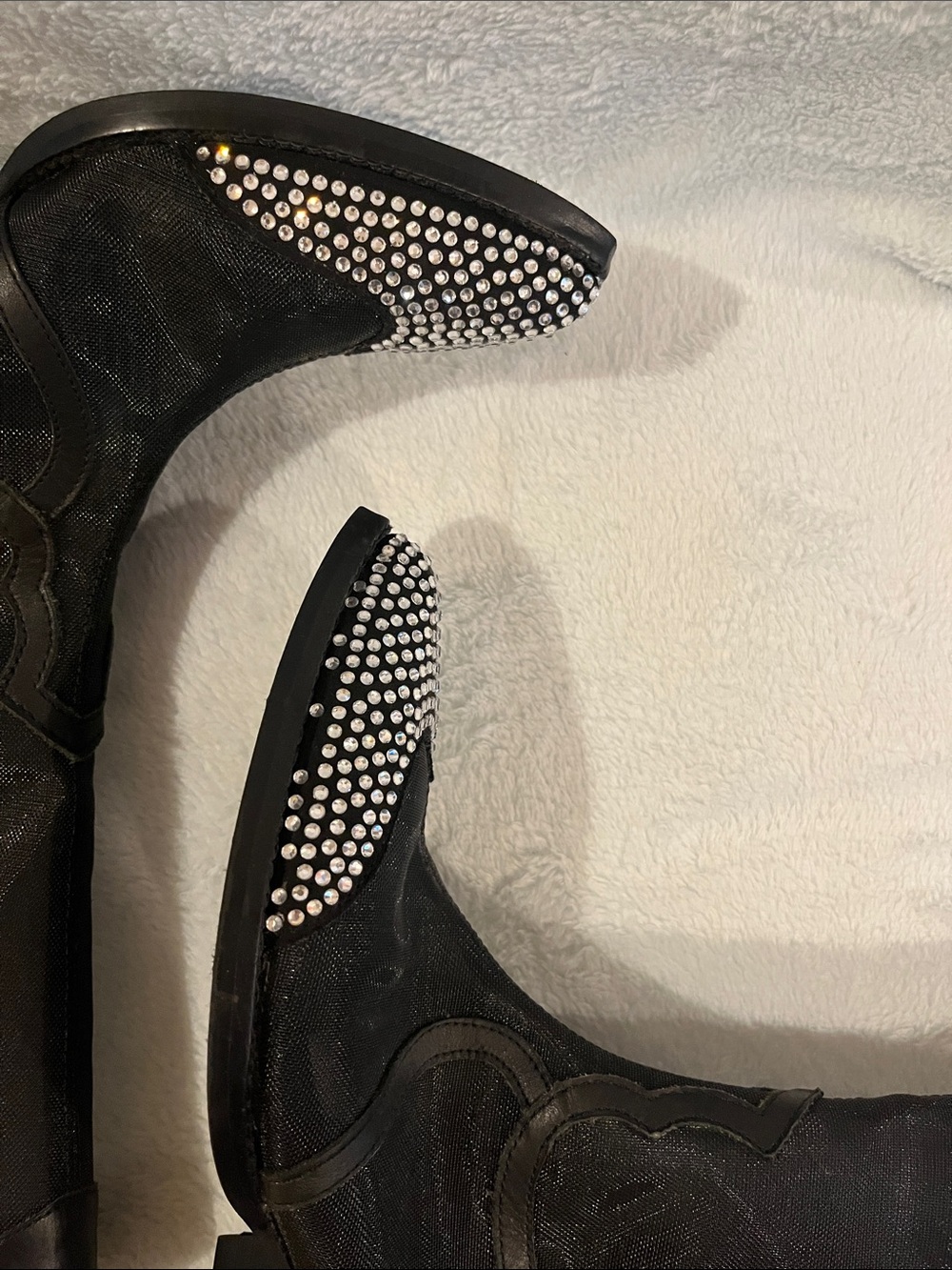 Karl Lagerfeld Paris Mesh Western / Cowgirl Boots w/ rhinestones. Black. 7.5 - Picture 11 of 11